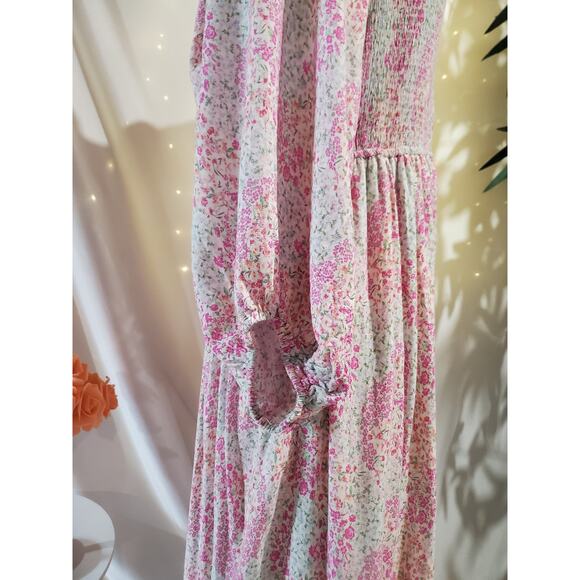 Penelope Rose Smocked Floral Ruffle Tiered Midi Dress Size XL Prairie Cottage - Picture 7 of 14